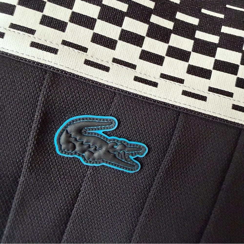 NWT Lacoste Pleated Tennis Skirt Black White Green Logo Waistband 38 / 8 Small_14